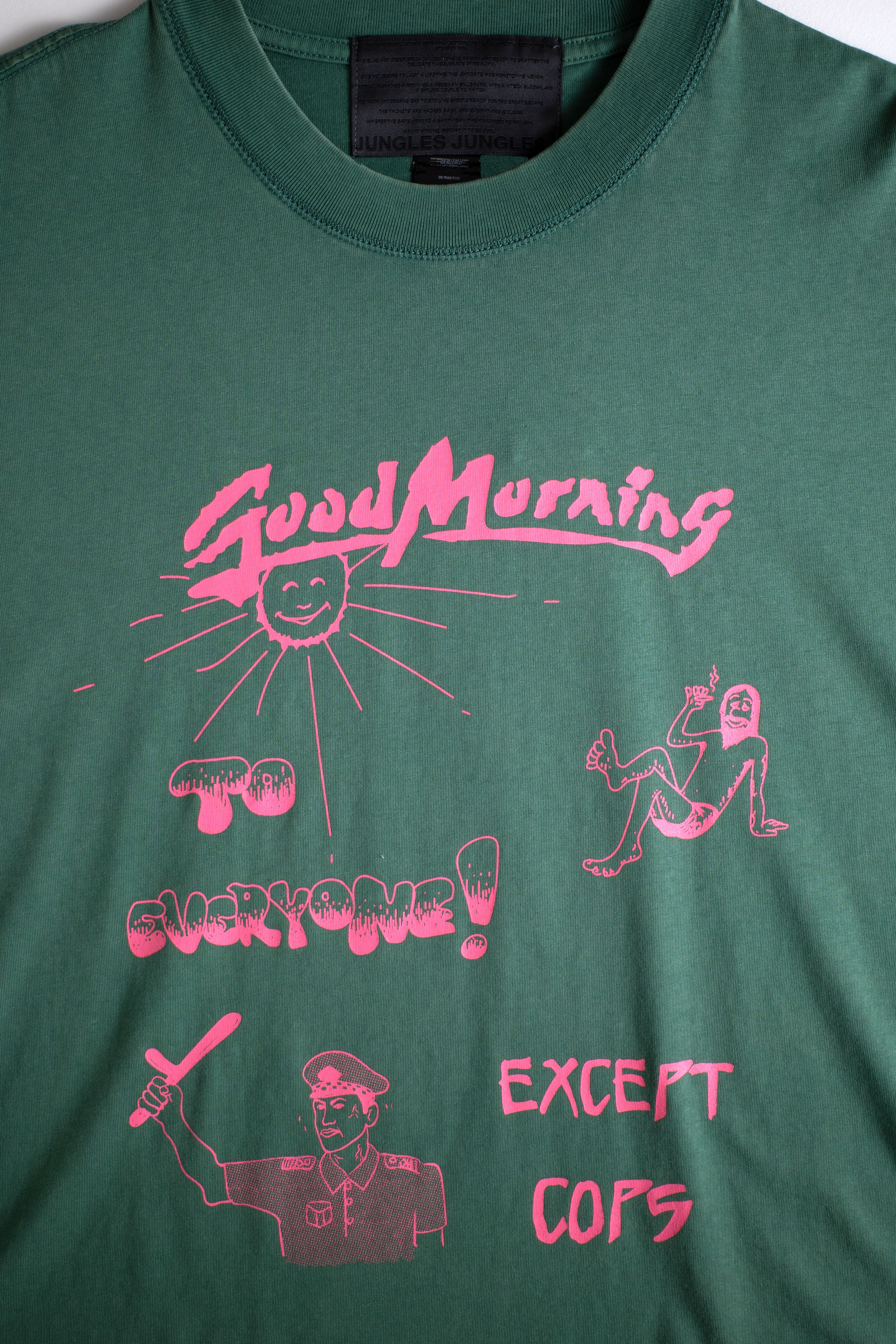 GOOD MORNING COPS TEE VINTAGE GREEN - Image 2