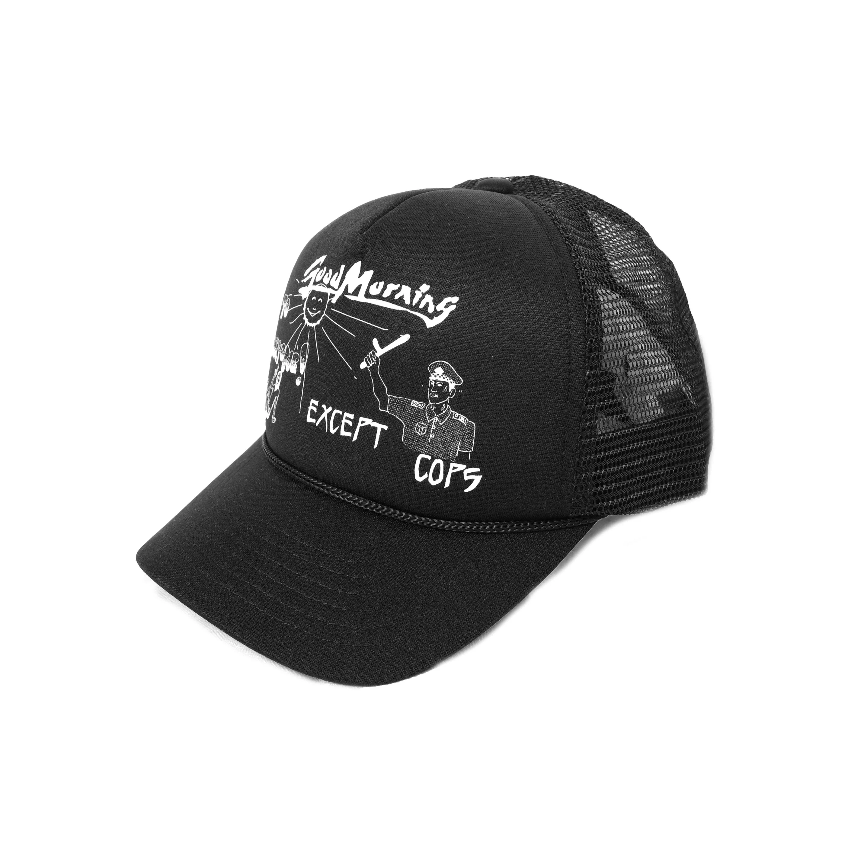 Good Morning Except Cops Trucker Cap Black - Image 3