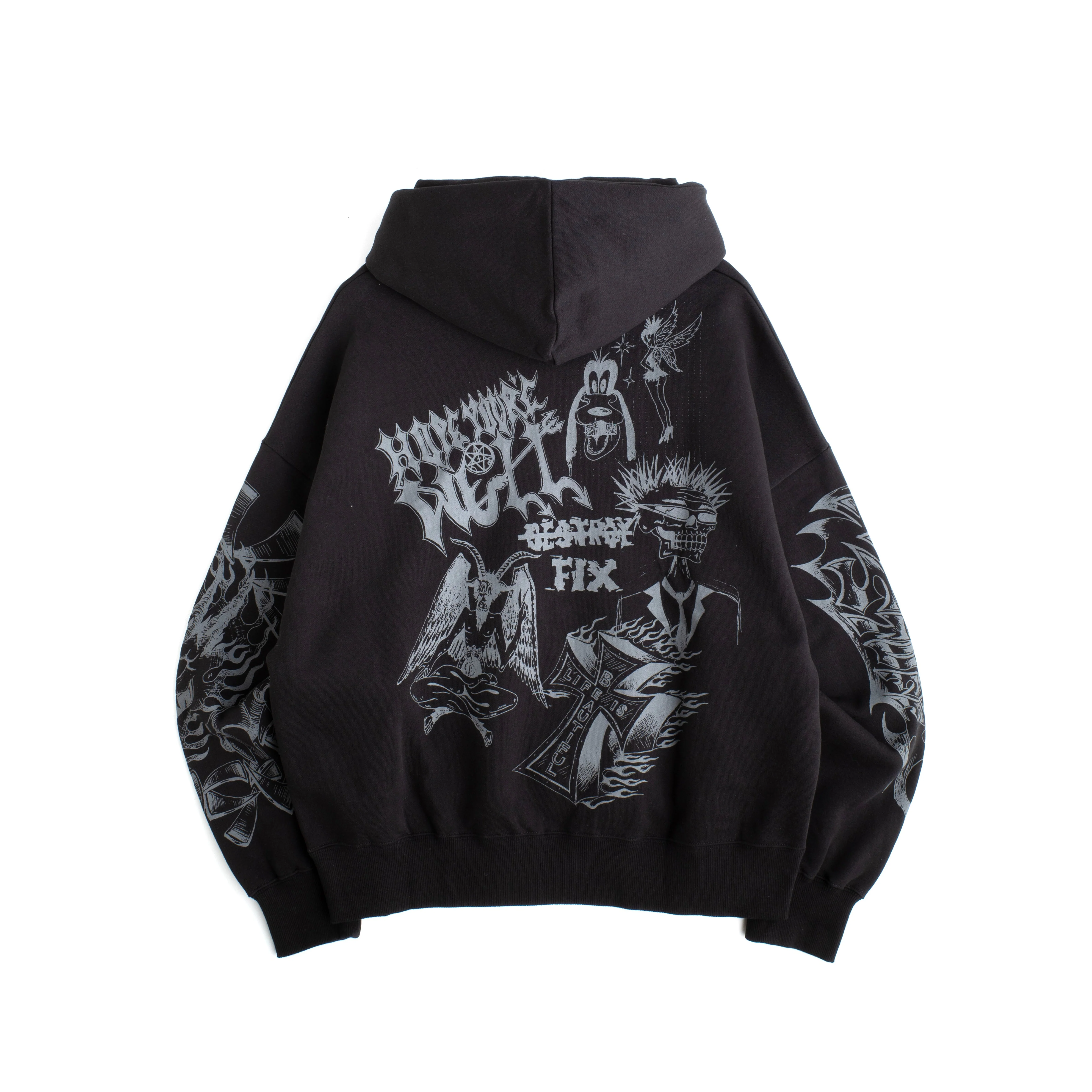 FLAMES & STUFF HOODIE BLACK - Image 2